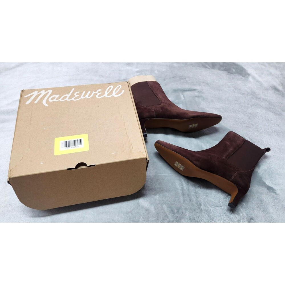 Madewell Women's Dark Brown Suede Heeled Chelsea Boots